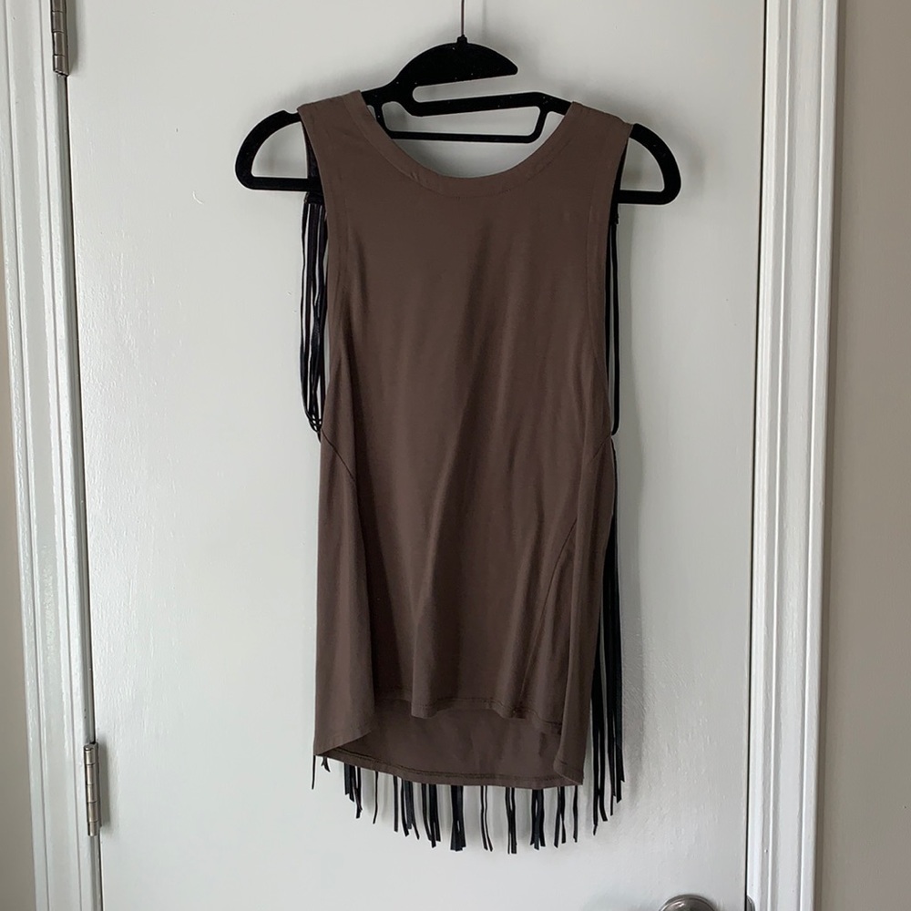 Women’s AKIRA leather fringe shirt S